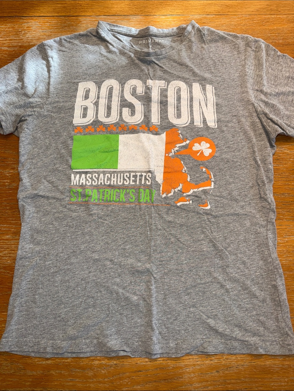 Primark Gray "Boston Massachusetts - St. Patrick's Day" Graphic Tee